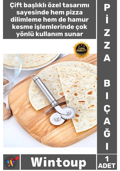 Bıçak Paslanmaz Çelik Profesyonel Mutfak Kesici Hamur Kesim Aracı Çift Başlıklı Pizza Hamur Bıçağı