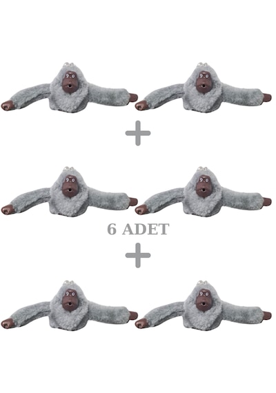 Anıl Bags Maymun Peluş Anahtarlık 6 Adet Gri