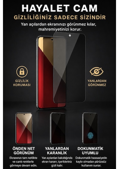 Redmi Note 13 Pro 4g Uyumlu Hayalet Ekran Koruyucu Gizli Privacy