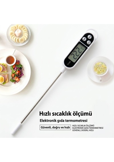 Dijital Gıda Termometresi - Mutfak Ve Yiyecek İçecek Sıcaklık Ölçüm Çubuk C/f Ölçümlü