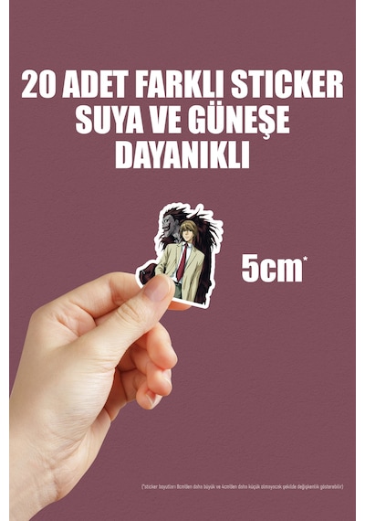 Death Note Anime Telefon Laptop Bullet Journal Yapışkanlı Folyo Sticker Paketi 20 Adet Çok Renkli