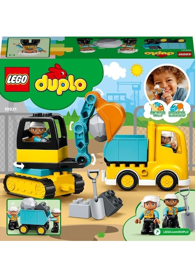 LEGO® DUPLO Town Kamyon ve Paletli Kazıcı 10931 - 2 Yaş & Üzeri Çocuklar için Eğitici Oyuncak Yapım Seti (20 Parça)