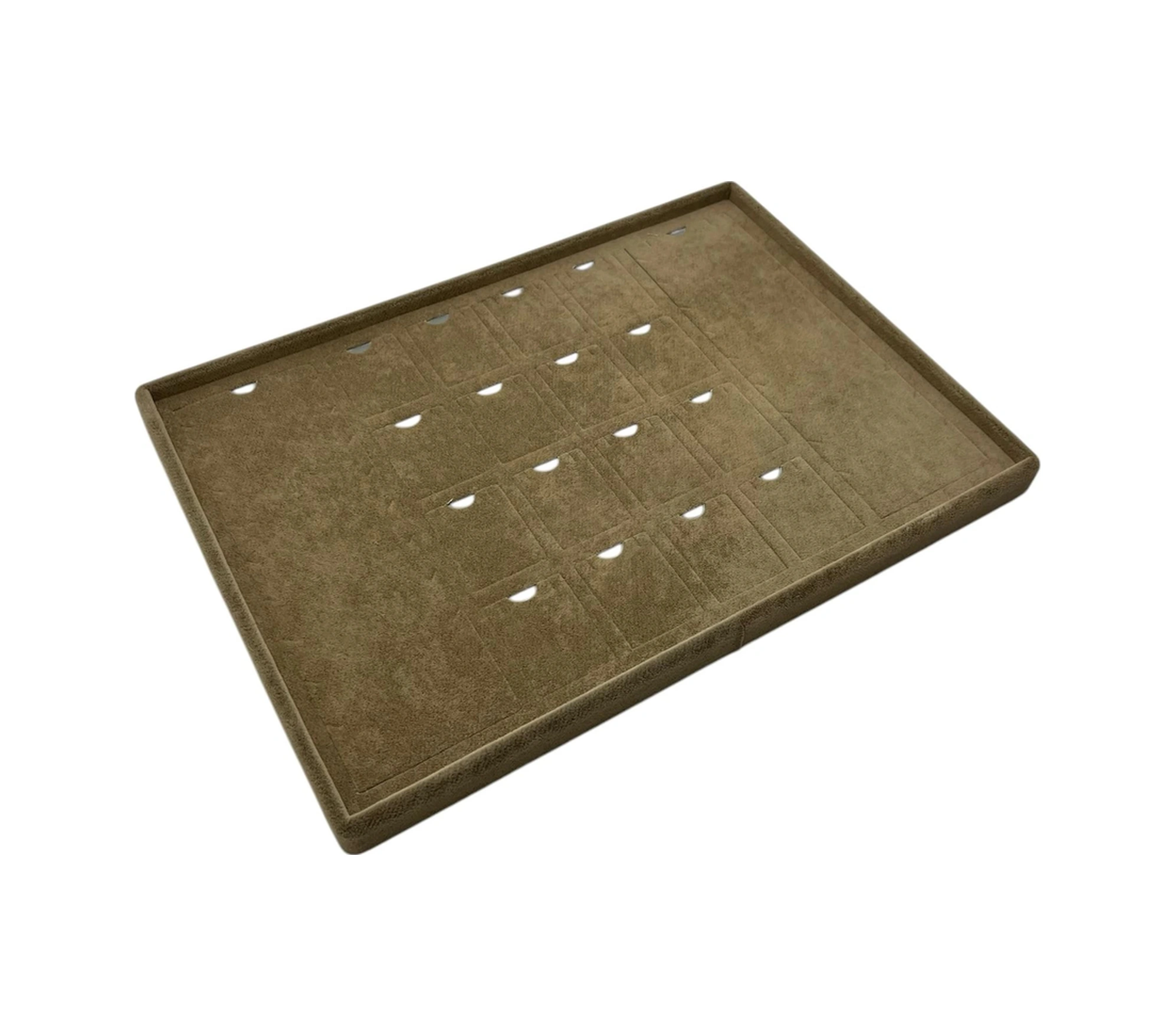 Süet Kumaş Kahve 34-24 Cm Ayaklı 18 Pedli Kolye Tabla Stand