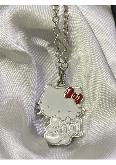 Dükan Design Hello Kitty Beyaz Mineli Kolye Beyaz