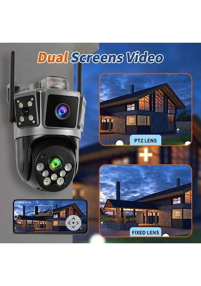 Avenir Çift Kameralı 6mp Full Hd Hareket Takipli Polis Çakarlı Alarmlı Wifi Güvenlik Kamerası