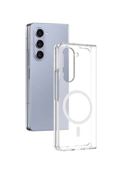 Samsung Uyumlu Galaxy Z Fold 5 Kılıf İnce Ve Sert Yapılı Şeffaf Magsafe Silikon Kapak Ryc/london Colorless