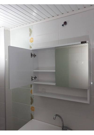 Çift Kapaklı Aynalı Lavabo Üstü Banyo-Wc Dolabı (Günlük Kargo) Beyaz