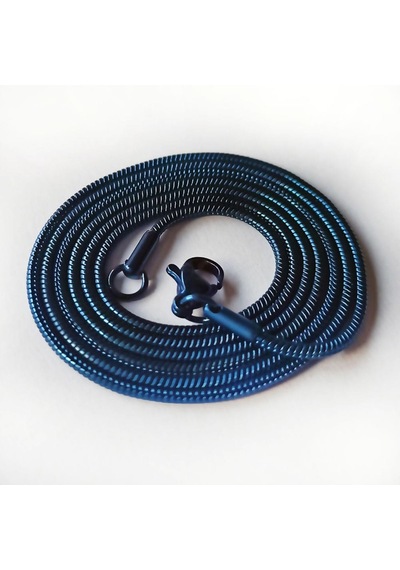 Snake Yılan Model Mavi Erkek Çelik Kolye Zincir Yuvarlak Model (533604248) Çelik