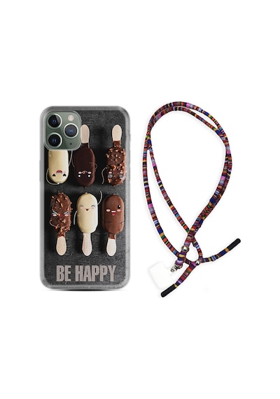 Apple Uyumlu iPhone 13 Pro Max Kılıf Rasta Boyun Askılı Be Happy 1855