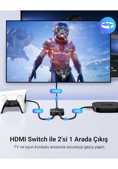 Ugreen 2-in-1 Çift Yönlü 4k 60hz Hdmı Switch, 50966