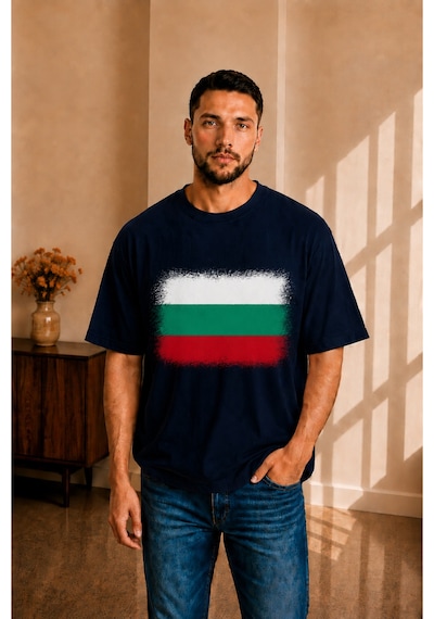 Sngl Tekstil Erkek Oversize Bulgaristan Bayrak Baskılı Kısa Kollu Tişört S M L Xl 2xl Lacivert Sngl Tekstil Erkek Oversize Bulgaristan Bayrak Baskılı Kısa Kollu Tişört S M L Xl 2xl Lacivert