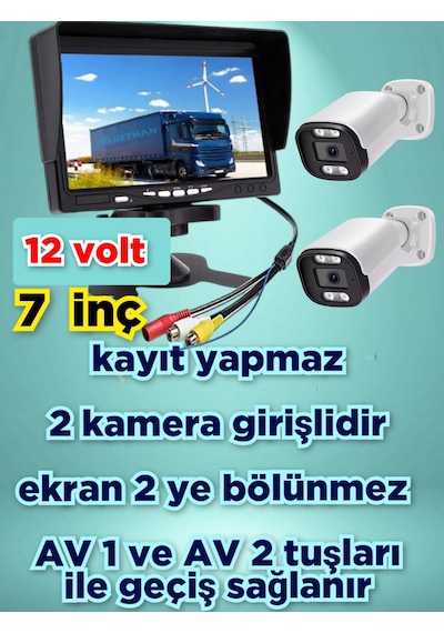Tarım Araçlarına Özel 2 Adet Ahd 2mp Warm Ledli Kamera Ve 7'' Qled Ips Monitör 12 V