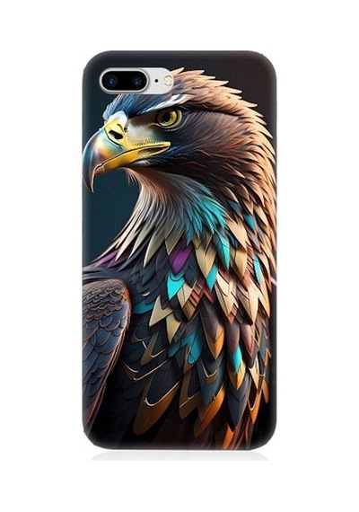 Apple Uyumlu iPhone 8 Plus Renkli Kaya Kartalı Desenli Silikon Kılıf