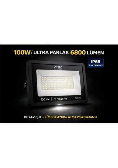 100watt Ultra Slim Led Projektör 220v-6500k-6800lm Beyaz Işık