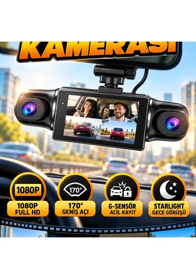 1080p Wifi Araç Kamerası 170 Geniş Açı G-sensörlü Starlight Gece Görüşlü 3.0 İnç Ekran