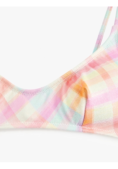 Koton Koton X Sibil Çetinkaya - Parıltılı Ekose Bralet Bikini Üstü Pembe Ekose 6sak10266mm Pembe Ekoseli