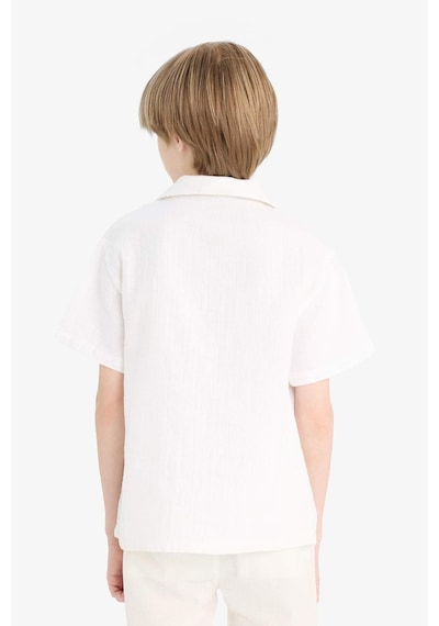 DeFacto Erkek Çocuk Oversize Geniş Kalıp Polo Yaka Müslin Kısa Kollu Gömlek W3239A625HSWT34