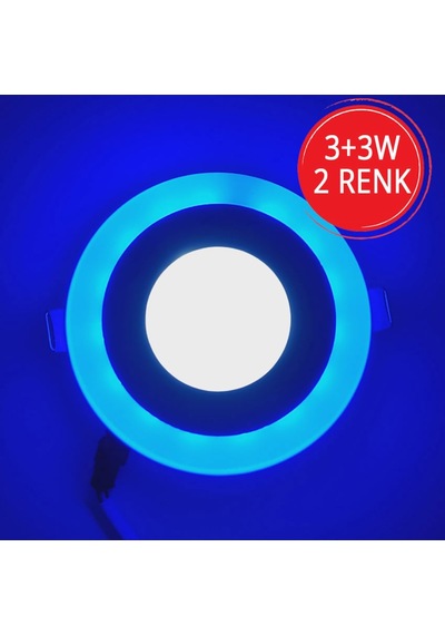 Beyaz Mavi Sıva Altı Spot Panel Led Armatür 3+3 Watt Beyaz