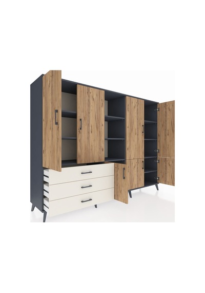 Hyperion Dolap 11 Raflı 3 Çekmeceli 7 Kapaklı 220x44x163 Antrasit Antrasit-çam/aytaşı Hyperion Dolap 11 Raflı 3 Çekmeceli 7 Kapaklı 220x44x163 Antrasit Antrasit-çam/aytaşı
