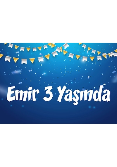 Mavi Bayraklı Doğum Günü Afişi 70x100 Cm