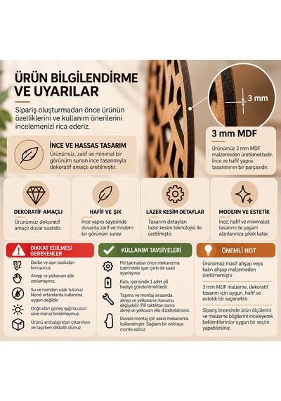 Ezolife Dekoratif Ahşap Three Wood Effects Masa Saati Ayaklı Masaüstü Saat Sessiz Mekanizma Kahverengi