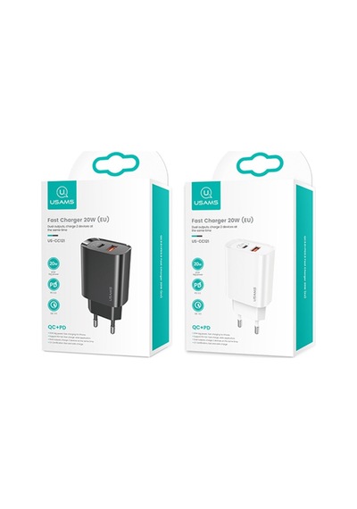 Usams Apple Uyumlu iPhone 20W Qc3.0 + Pd3.0 Hızlı Şarj Başlık Us-Cc121 T35 (342910658)