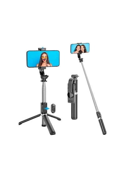 Tripod Selfie Çubuğu Bluetooth Kumandalı Kablosuz Led Işıklı .