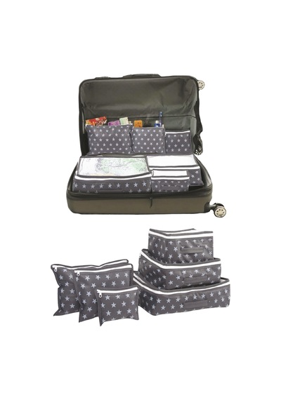 Serstil 6'lı Valiz Düzenleyici Bavul Içi Organizer Set Seyahat Hurcu - Yıldız Desen