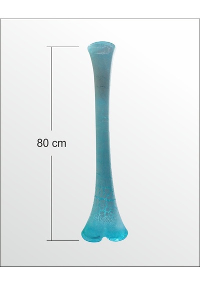 Uzun 80 Cm Çatlatma Buz Mavi Renk Su Geçirmez Canlı Çiçeklik Vazo