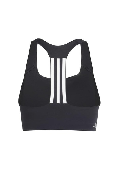 Adidas Plim Medium Support 3 Stripes Kadın Siyah Sporcu Sütyeni