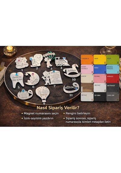 Magnet Doğum Günü Nişan Kına Düğün Kişiye Özel 50 Adettir No90 Renkli