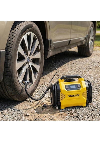 Stanley Sxıf3501 12volt/220volt 150 Psı Dijital Basınç Göstergeli Lastik & Yatak Şişirme Pompası + L