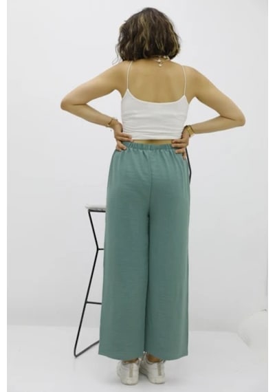 Enenstyle Fashıon Boutıque Rahat Kalıp Beli Lastikli Bol Paça Salaş Yazlık Kadın Aerobin Pantolon Açık Mint