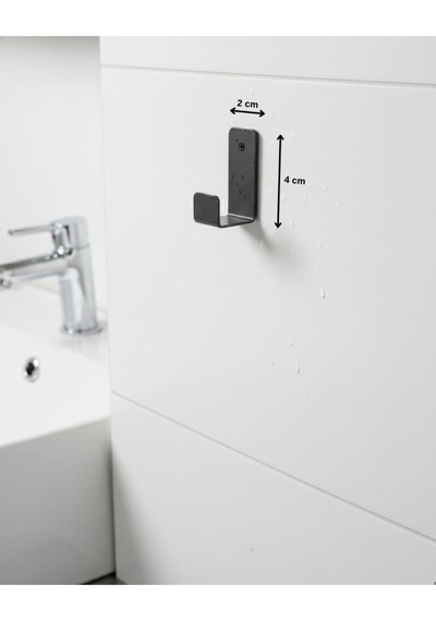 6 Lı Metal Yapışkanlı Siyah Mat Bornoz/havlu Askısı Siyah Diğer