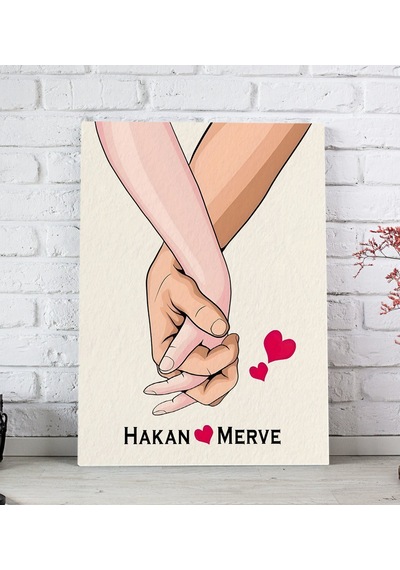 Bk Gift Kişiye Özel Sevgili El Ele Tasarımlı Kanvas Tablo-3 20x30 , Sevgiliye Hediye, Sevgililer Günü Hediyesi Kobitmeyencom33675 Bk Gift