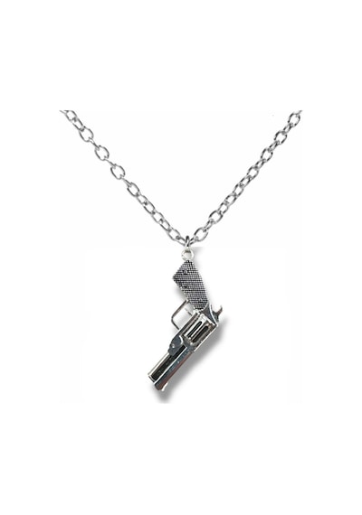 Altıpatlar Revolver Tabanca Figürlü Kolye Gümüş Renk Unisex Metal Takı Çok renkli