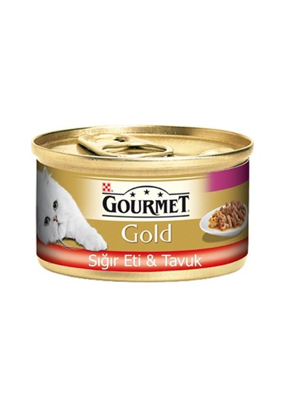 Gourmet Gold Çifte Lezzet Sığır Etli ve Tavuklu Konserve Yetişkin Kedi Maması  85 G