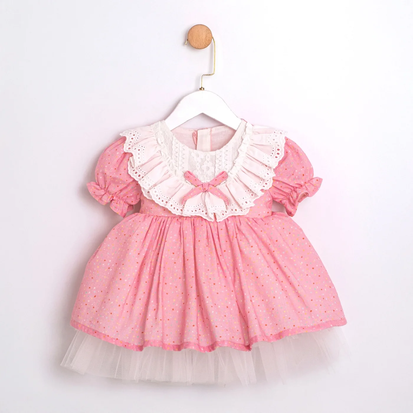 Momercy Candy Pembe Renkli Puantiyeli Kız Bebek Elbise