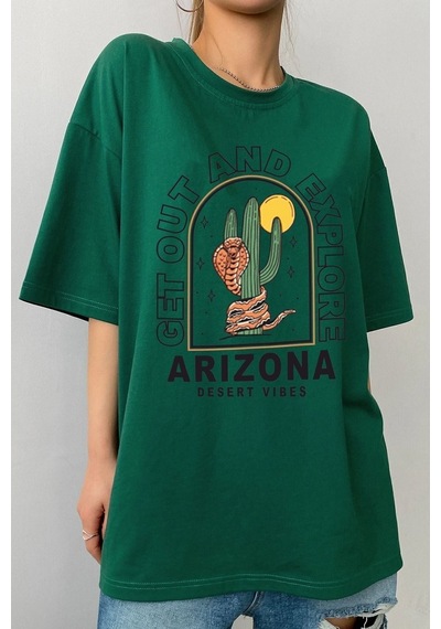 Uyguntarz Unisex Arizona Baskılı T-shirt Yeşil