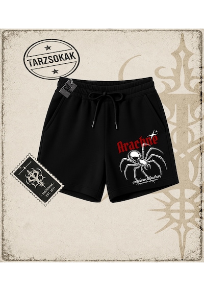 Tarzsokak Gotik & Grunge Streetwear Arahcne Unisex Şort Siyah