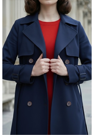 Pastelastore Pamuk Gabardin Uzun 110cm Astarlı Kemerli Kadın Trençkot 1111 Koyu Lacivert Pastelastore Pamuk Gabardin Uzun 110cm Astarlı Kemerli Kadın Trençkot 1111 Koyu Lacivert