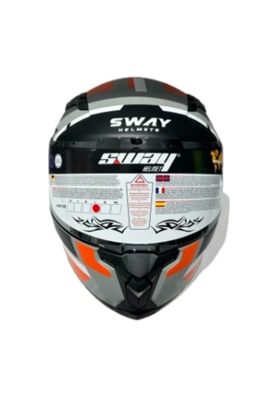Sway SW 820 AIX Full Face Gümüş Vizör Kask Gri Turuncu