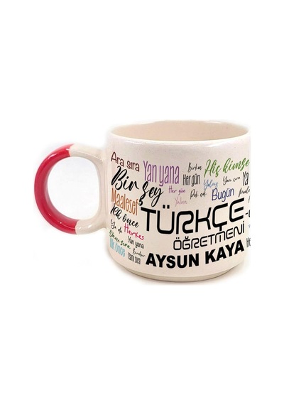 Kişiye Özel Türkçe Öğretmeni Baskılı Kırmızı Kulplu P Kupa