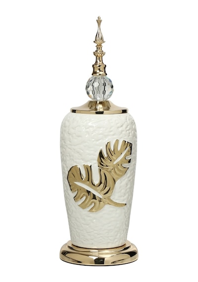 Vitale Yakut Silver Kapaklı Gold Vazo 15x15x43 Cm Ak.je0176