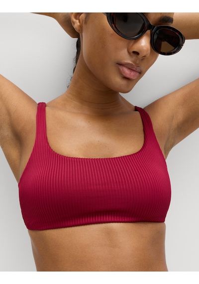 Marks & Spencer Dokulu Scoop Yaka Bikini Üstü Bordo