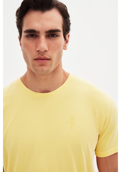 Twn Slim Fit Işın Çiçeği Düz Kabartma Baskılı T-shirt 4ec148551753m Işın Çiçeği