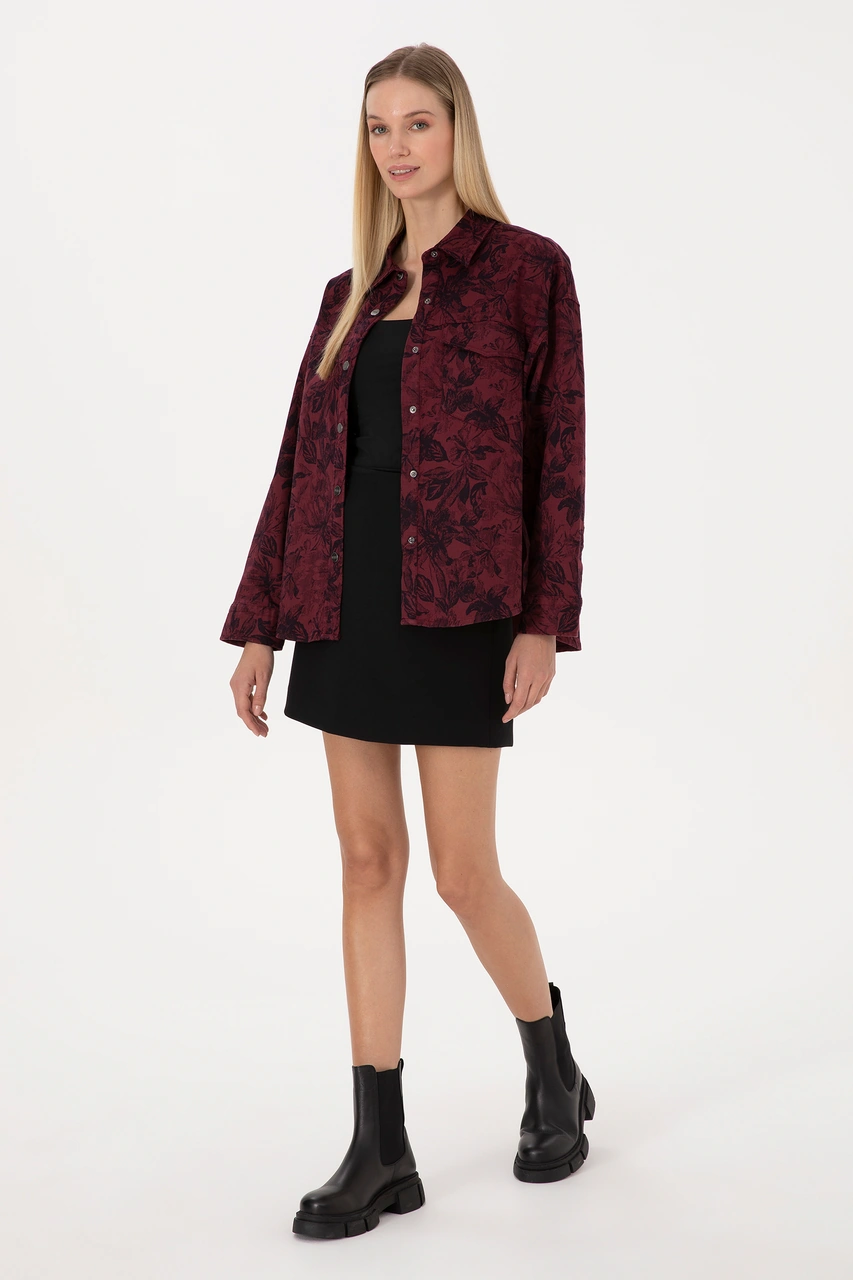 U.s. Polo Assn. Kadın Plum Gömlek Desenli 50310568-vr177 New Plum
