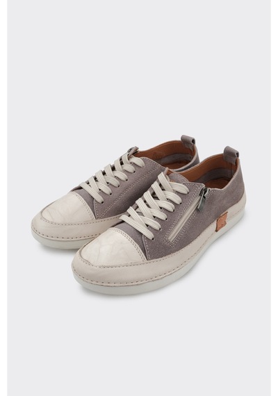 Derinet Günlük Hakiki Deri Kadın Sneaker Gri Süet Gri Süet