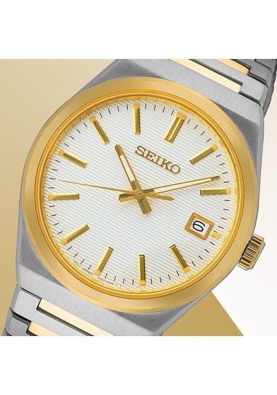 Seiko Sur558p Quartz Çelik Altın/gri Beyaz Kadran 10 Atm 39 Mm Erkek Kol Saati Gri