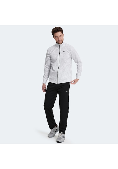 Slazenger ORDER IN Erkek Fermuarlı Dik Yaka Cepli Gri Eşofman Takımı